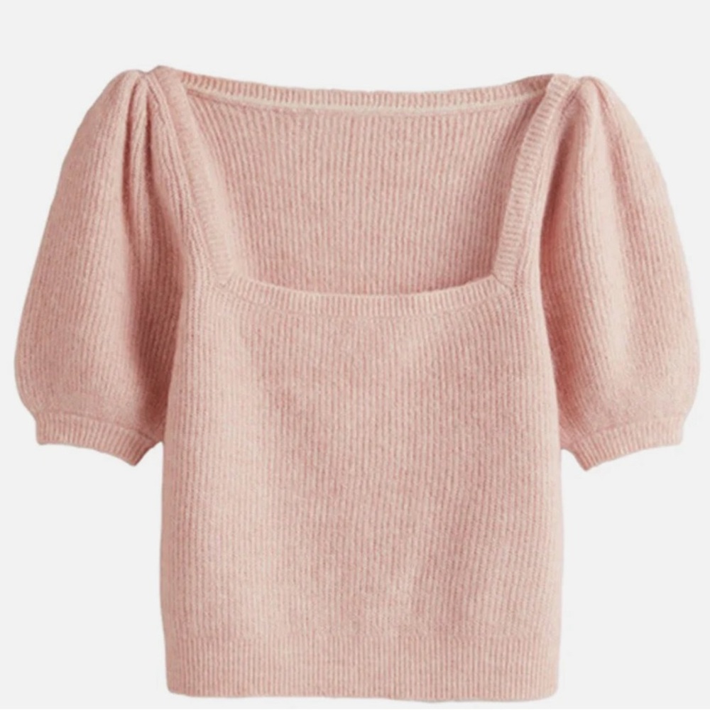 Boden Square Neck Fluffy Short Sleeve Sweater. X-small. NWOT